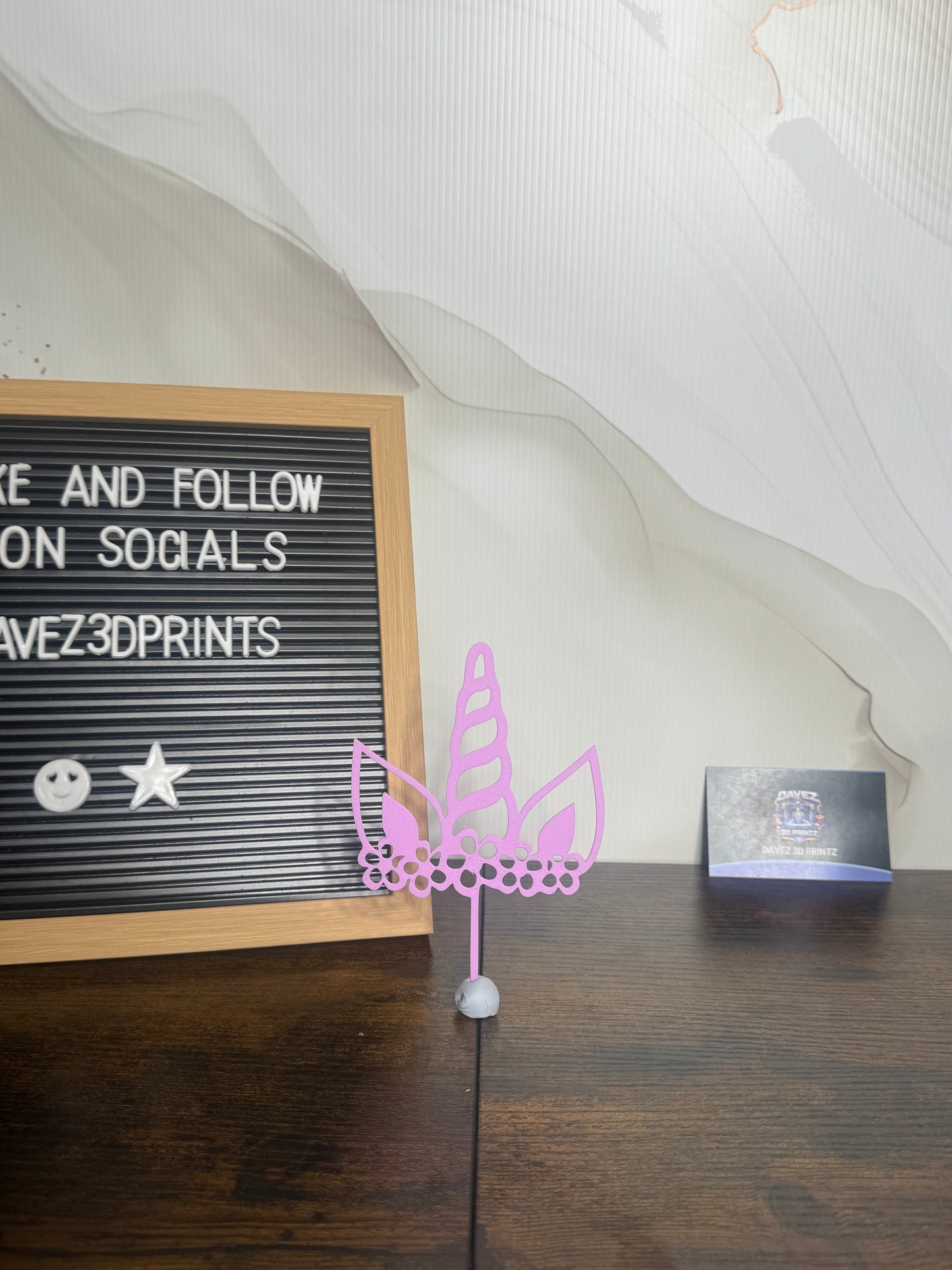 Unicorn Birthday Cake Topper (3D Printed)
