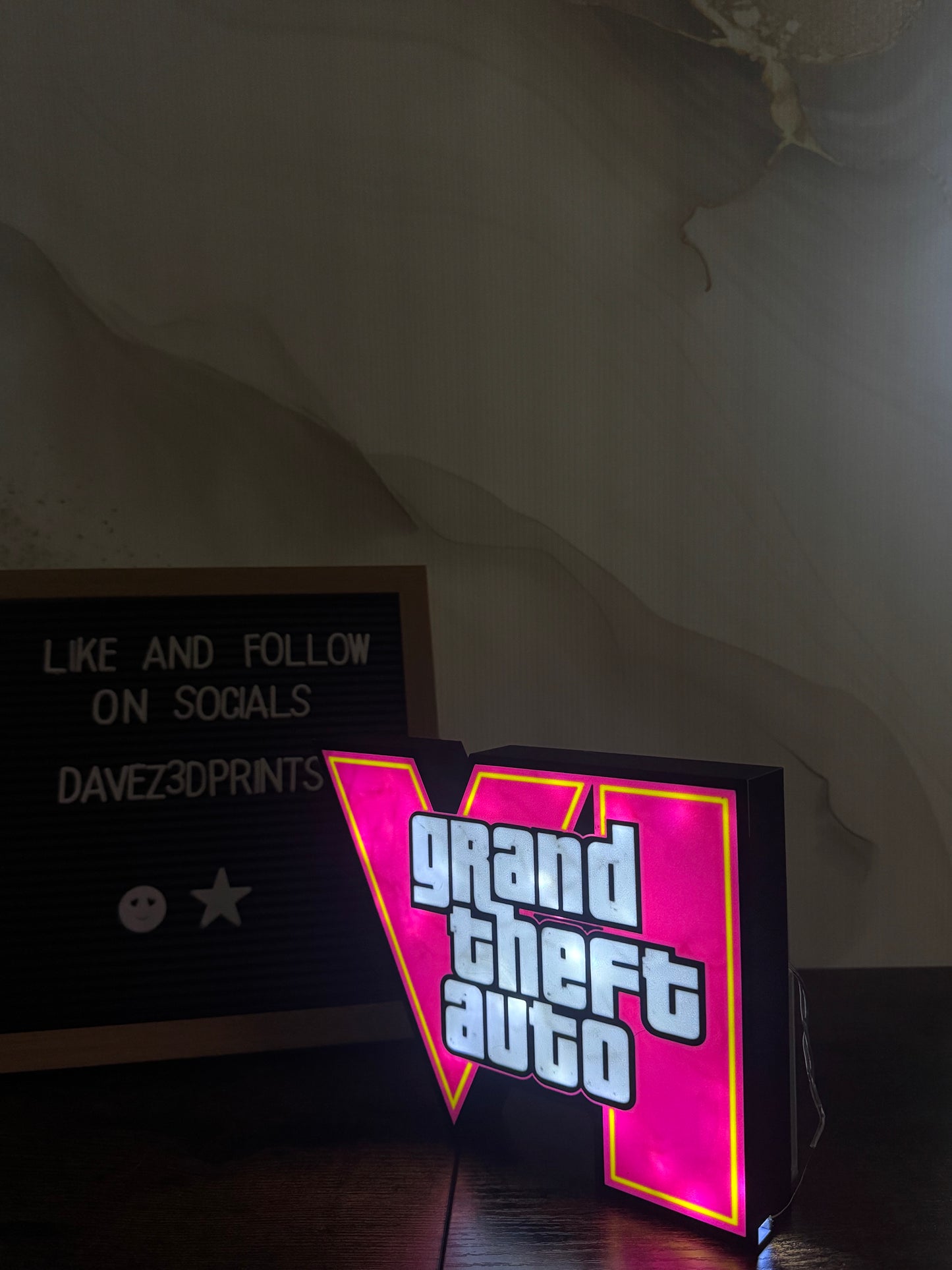 GTA Inspired Lightbox – Gaming Room Decor